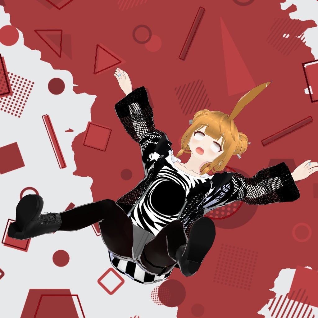 VRoid用夏向き衣装【ブラックホールガール】メッシュ上着、ホットパンツなど