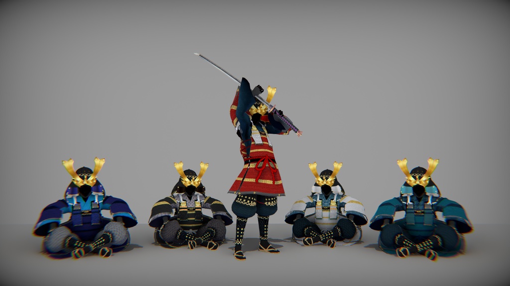 【VRoid】VRoid和風甲冑サムライアーマー5色の装【こいのぼり付き】