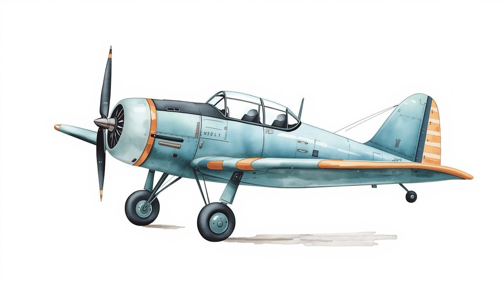 水彩画風ビンテージ乗り物クリップアート