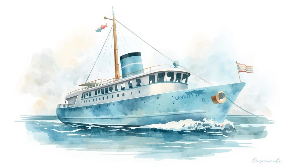 水彩画風ビンテージ乗り物クリップアート