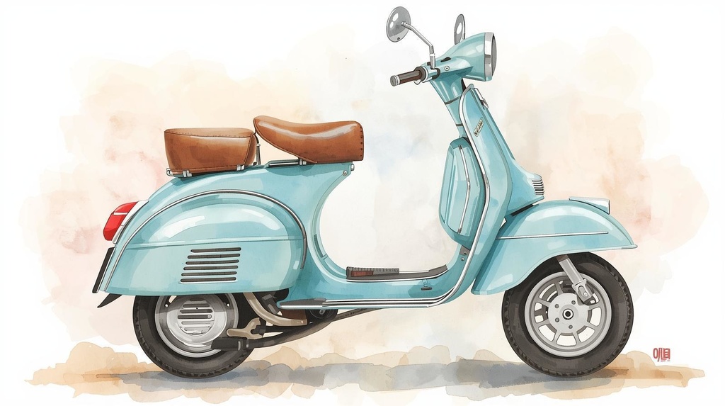 水彩画風ビンテージ乗り物クリップアート