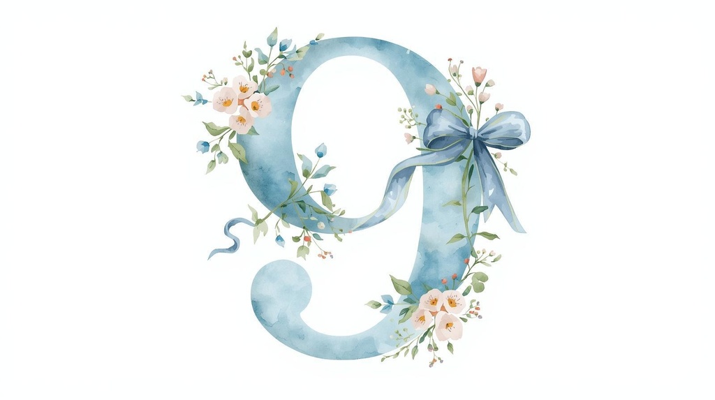 淡い空色に、可憐な花々をまとった数字のクリップアートセット