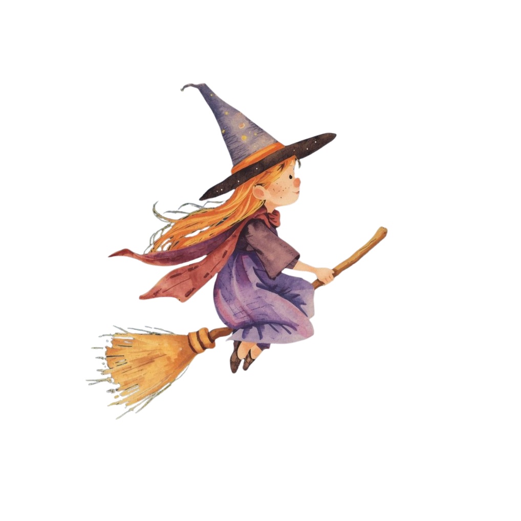 ふんわりハロウィンの小さな魔法クリップアート