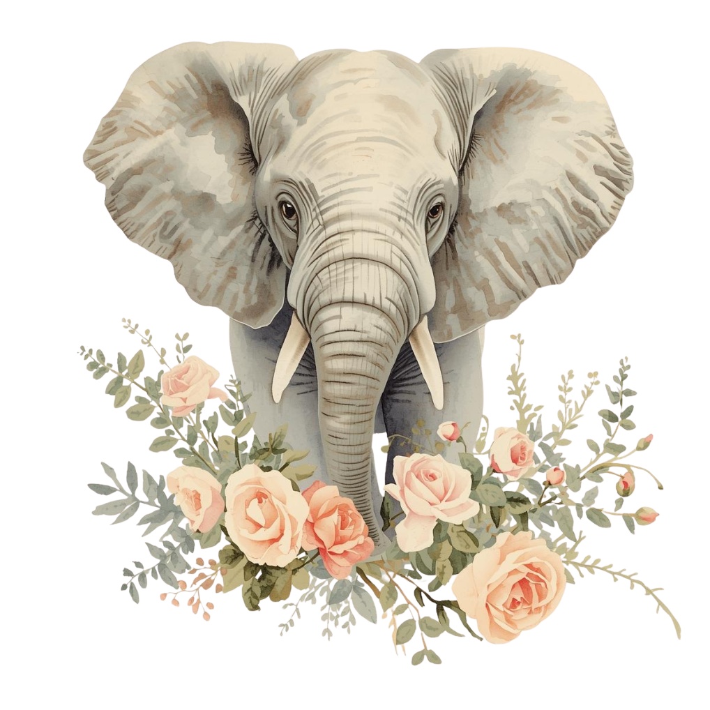 ふんわりやさしい表情の動物園クリップアート