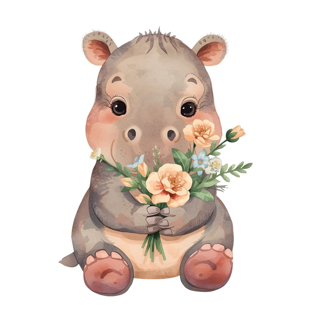 ふんわりやさしい表情の動物園クリップアート