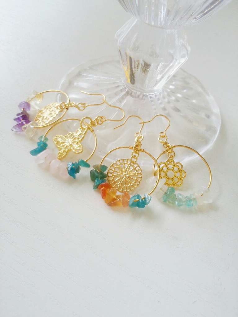 左文字・長谷部イメージ・天然石フープピアス