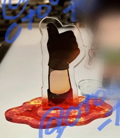 アクスタ:親指を立てながらマグマに沈むウェスカー