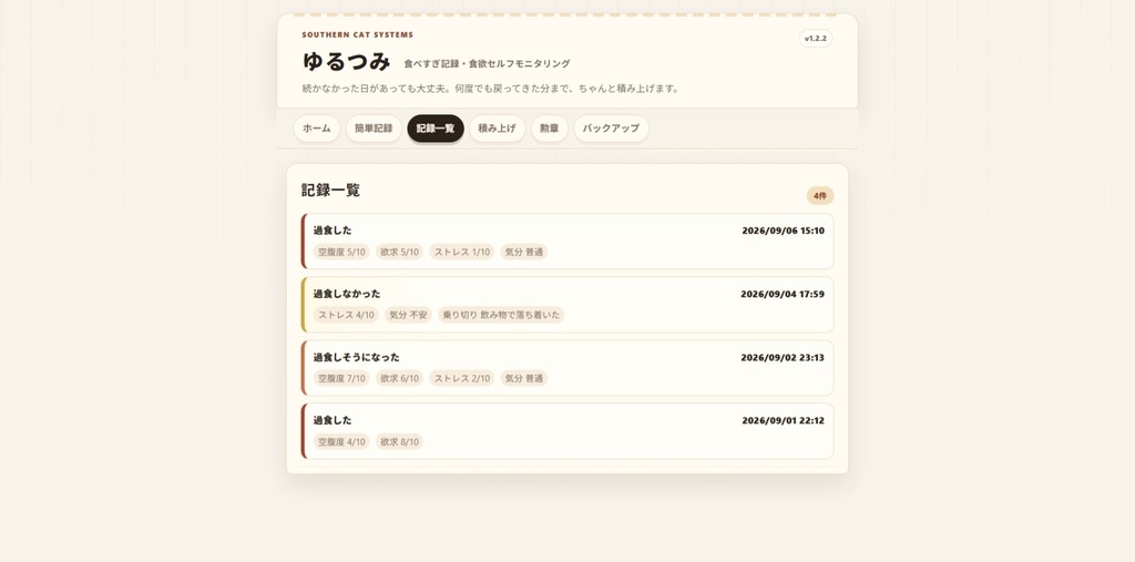 ゆるつみ|食べたい気持ちの記録アプリ【Windows】