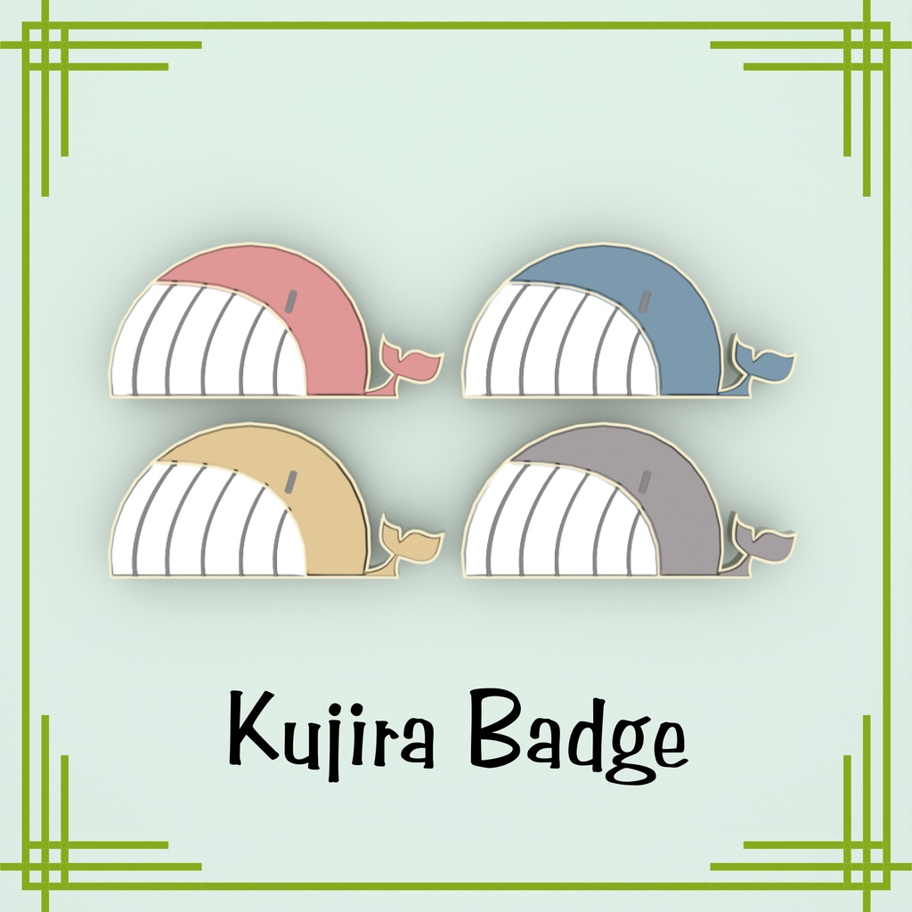 【3Dアクセサリー】くじらのメタルバッヂ 4色セット