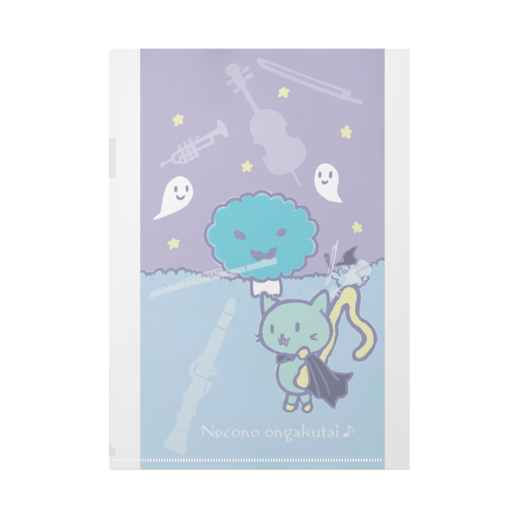 ハロウィン音符ねこクリアファイル