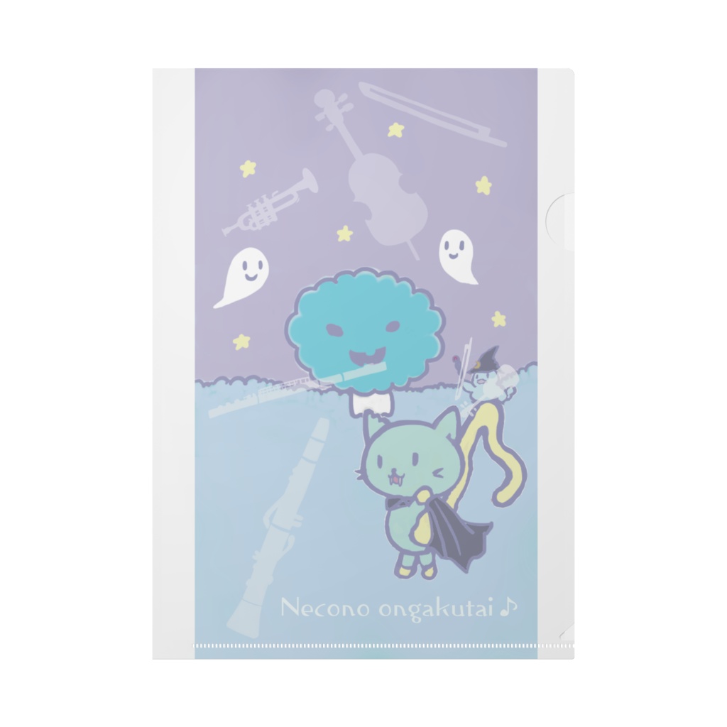 ハロウィン音符ねこクリアファイル