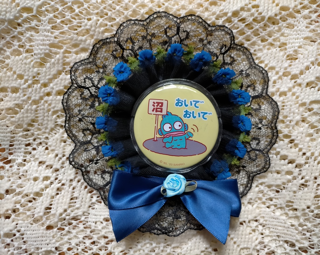 【花園・青と黒】缶バッジロゼッタ