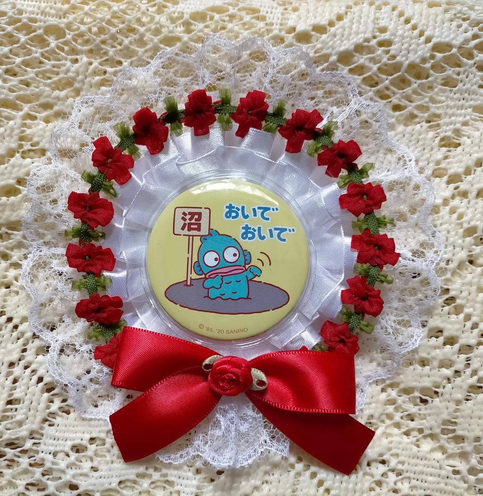 【花園・白と赤】缶バッジロゼッタ