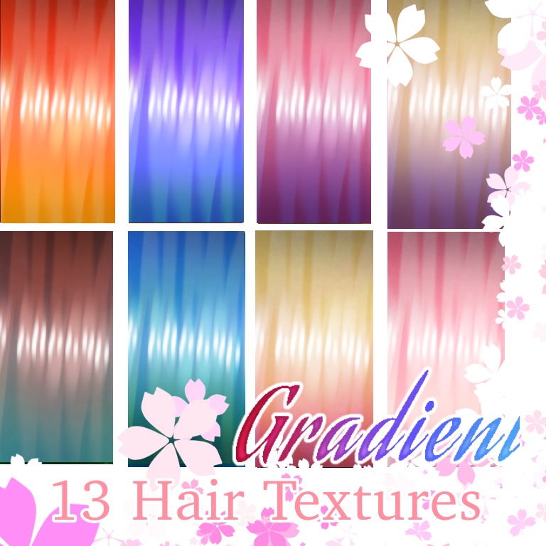 [FREE] 13 VRoid Gradient Hair Textures by krzypczak