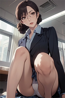 白いパンティーを履いたスーツの女性