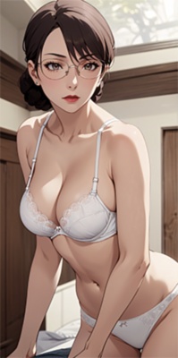 白い下着を着た女性