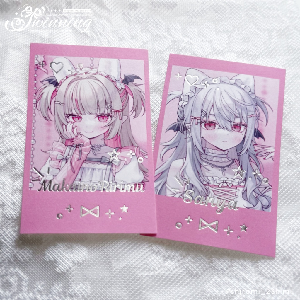 【にじそ10】「twinning」箔押しチェキ風カードセット【りりむ＆サーニャ】