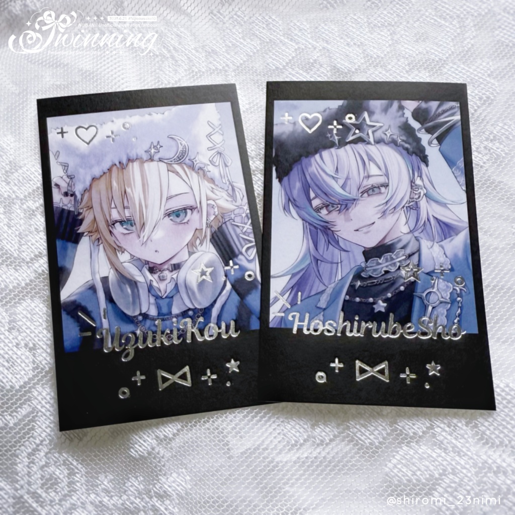 【にじそ10】「twinning」箔押しチェキ風カードセット【コウ＆星導】