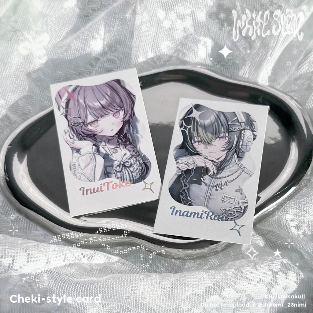 【にじそ11】「WhiteSeam」箔押しチェキ風カードセット【いぬいなみ】