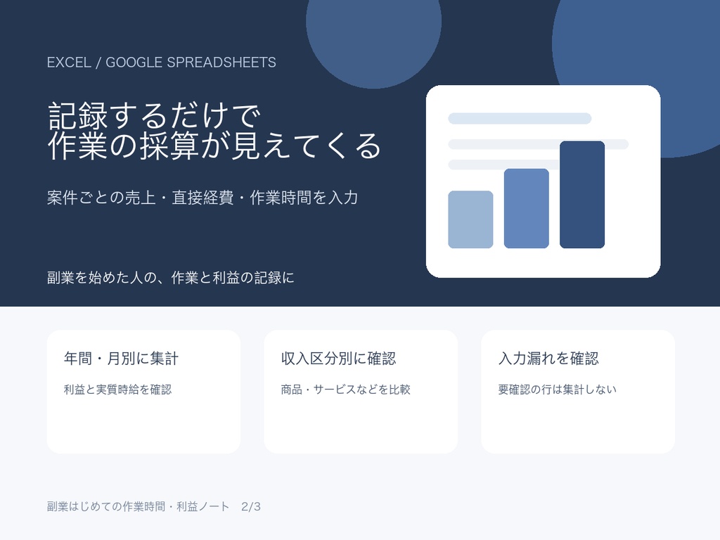 副業はじめての作業時間・利益ノート｜Excel・Googleスプレッドシート対応