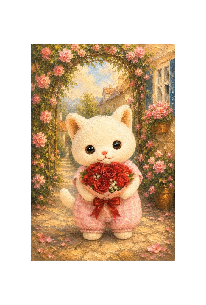 シロちゃん🐱🐾油絵風インテリアカード✨💕