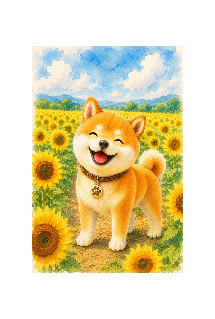 柴犬🐕水彩画風インテリアカード（5種）
