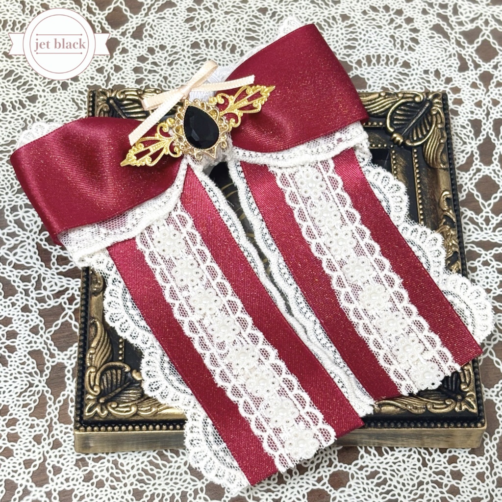 ペンライトリボン✴︎ピオニーレッドレースリボン 赤×キナリ