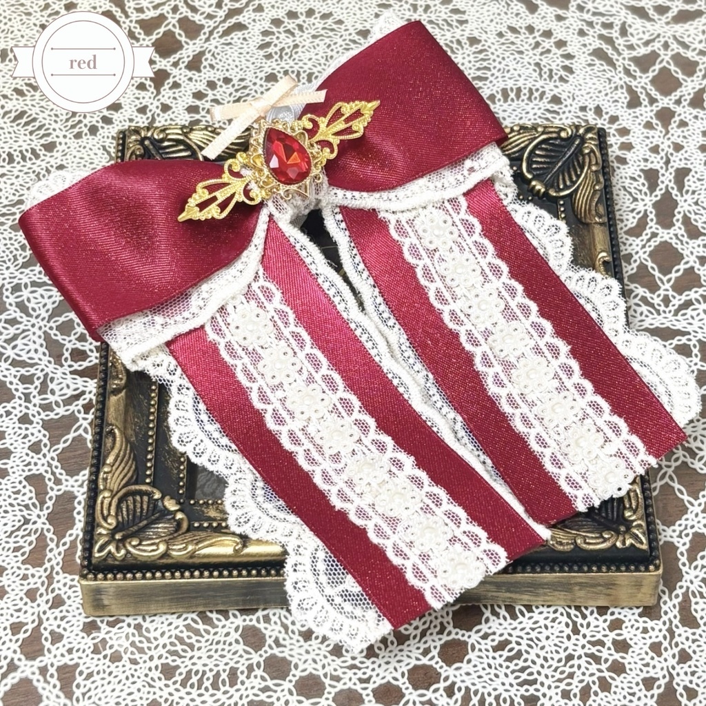 ペンライトリボン✴︎ピオニーレッドレースリボン 赤×キナリ