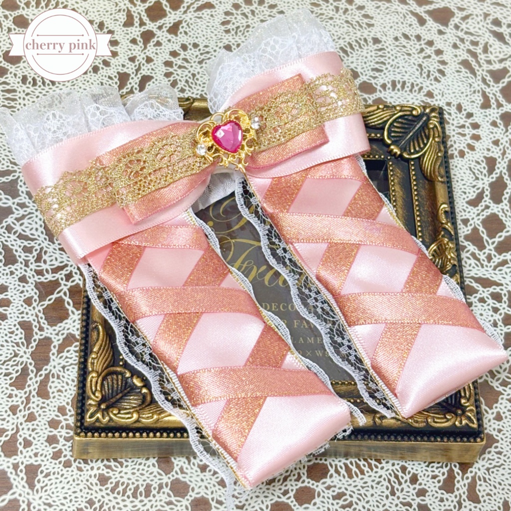 ペンライトリボン✴︎バレエコア・パウダーピンクリボン ピンク×ピンクゴールド