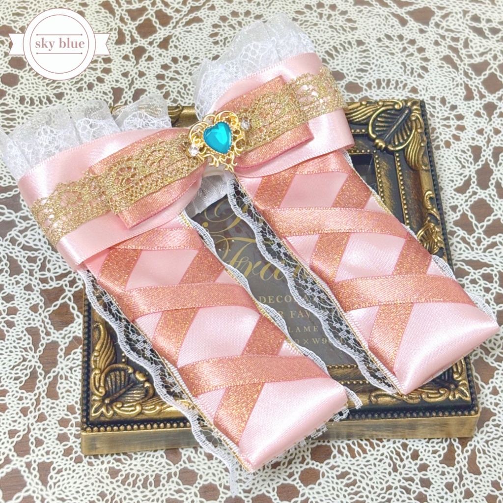 ペンライトリボン✴︎バレエコア・パウダーピンクリボン ピンク×ピンクゴールド