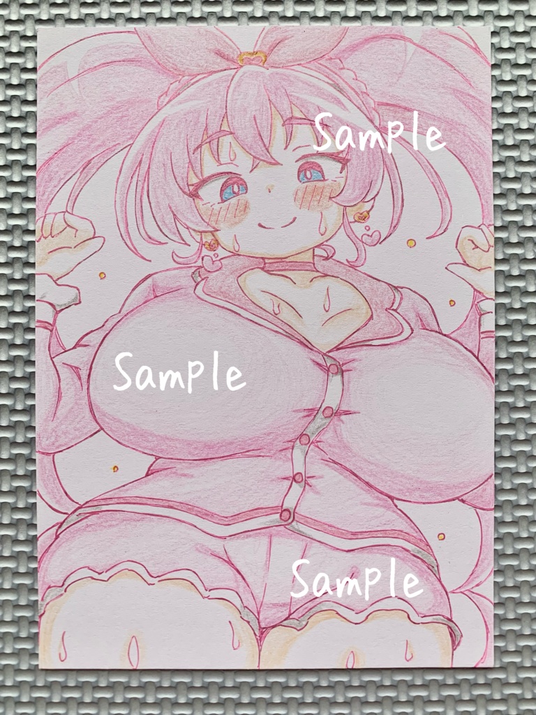 A6 原画*同人*アナログ 直筆イラスト 一点物 キュアメロディ パジャマ