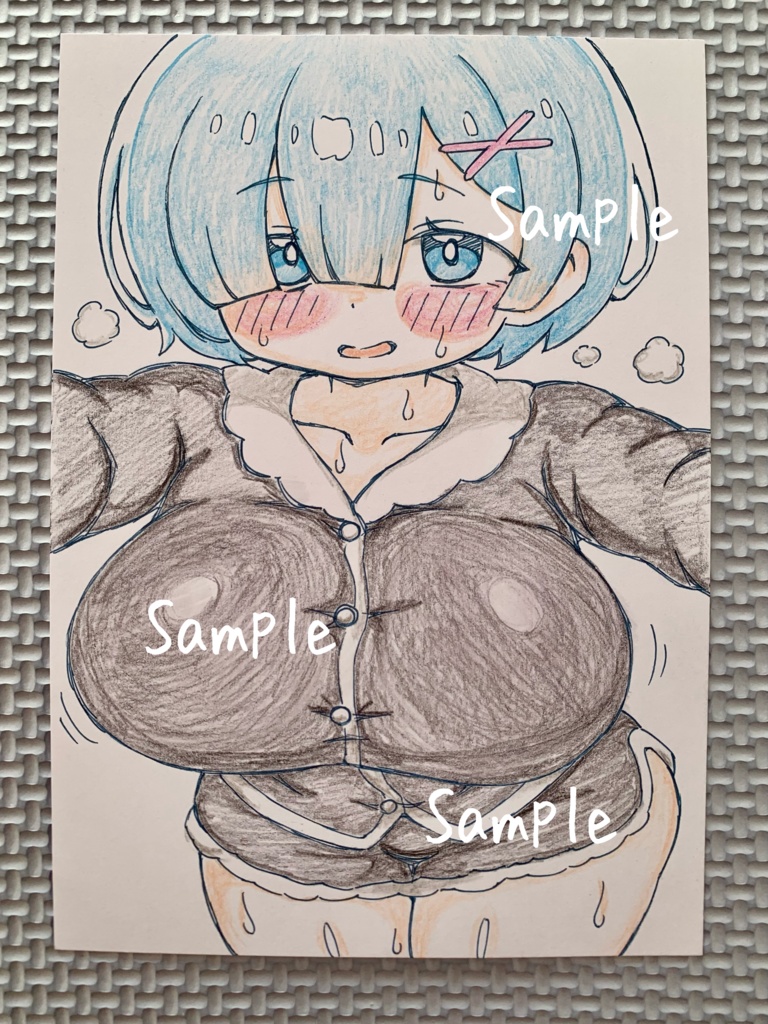 A6 原画*同人*アナログ 直筆イラスト 一点物 レム パジャマ
