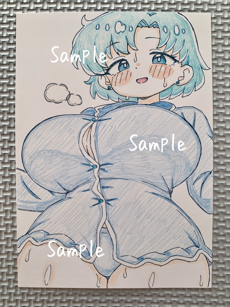 A6 原画＊同人＊アナログ 直筆イラスト 一点物 水野亜美 パジャマ