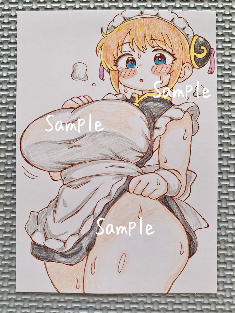 A6 原画*同人*アナログ 直筆イラスト 一点物 神楽 メイド