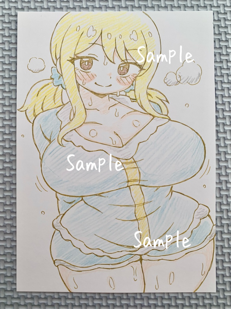 A6 原画＊同人＊アナログ 直筆イラスト 一点物 ルーシィ パジャマ