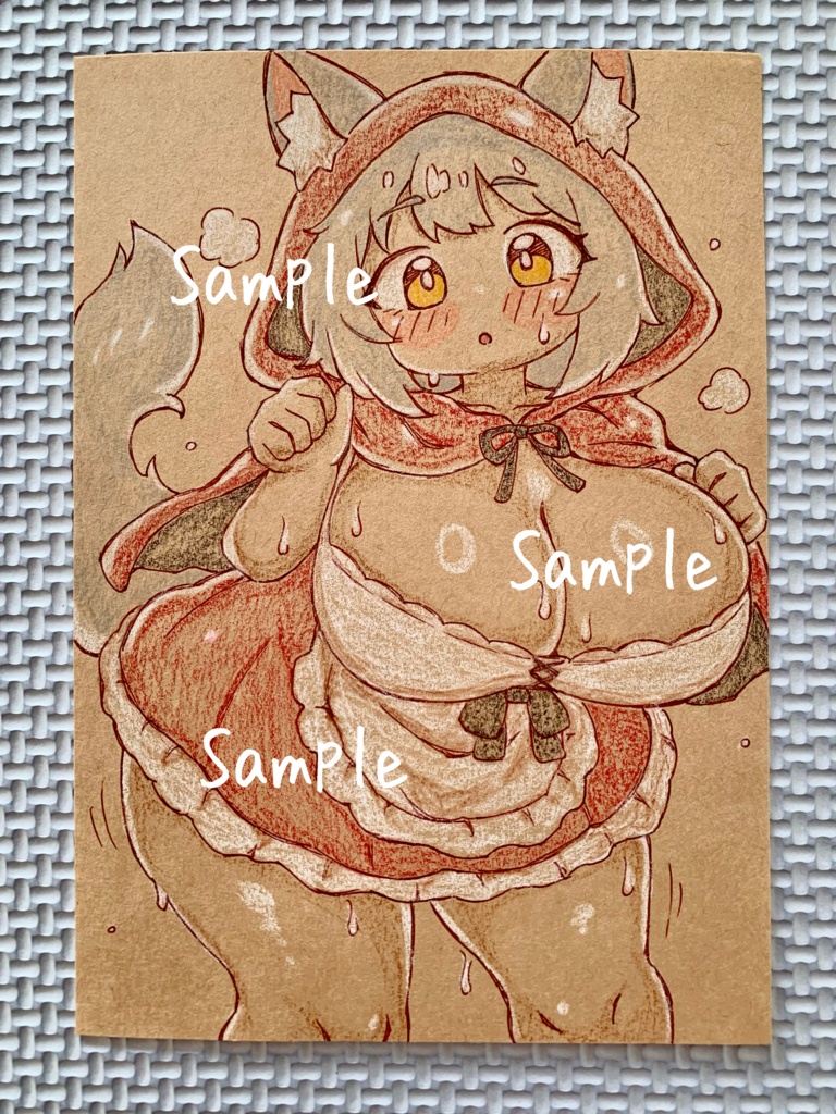 ★SALE★ A6 原画＊オリジナル＊アナログ 直筆イラスト 一点物 赤ずきんちゃん