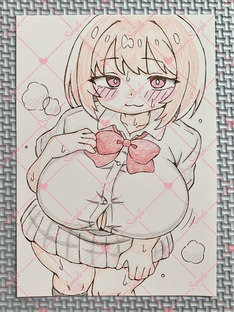 A6 原画*オリジナル*アナログ 直筆イラスト 一点物 制服ちゃん