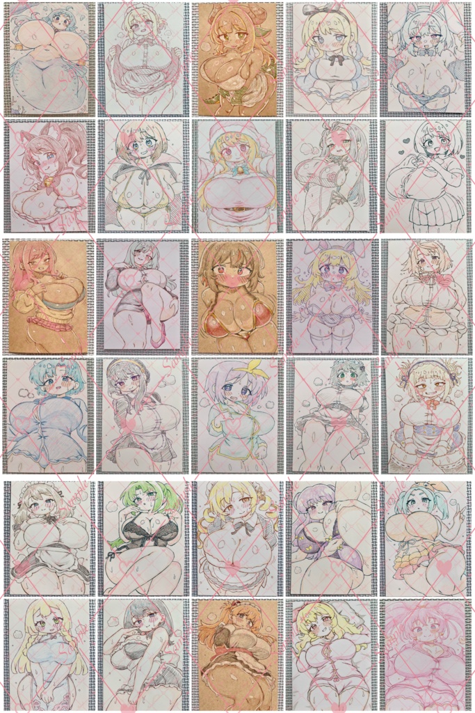 ★大特価★ オリジナル&同人*30枚セット*A6 原画*アナログ 直筆イラスト 一点物 まとめB