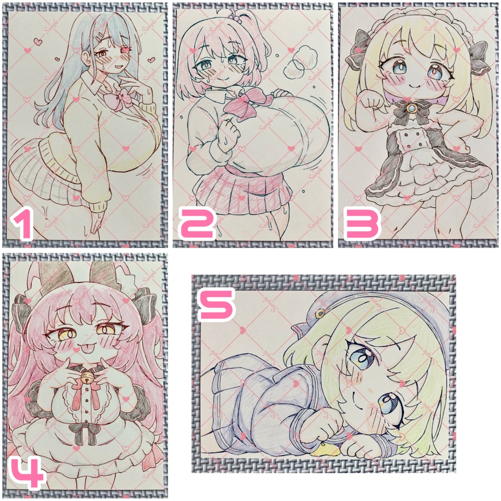 ハガキサイズ 原画*オリジナル*アナログ 直筆イラスト 一点物 a