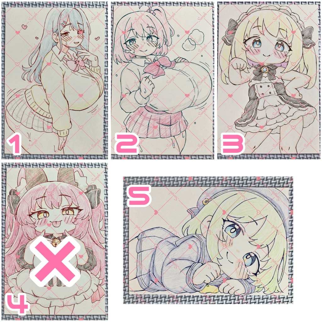 ハガキサイズ 原画*オリジナル*アナログ 直筆イラスト 一点物 a