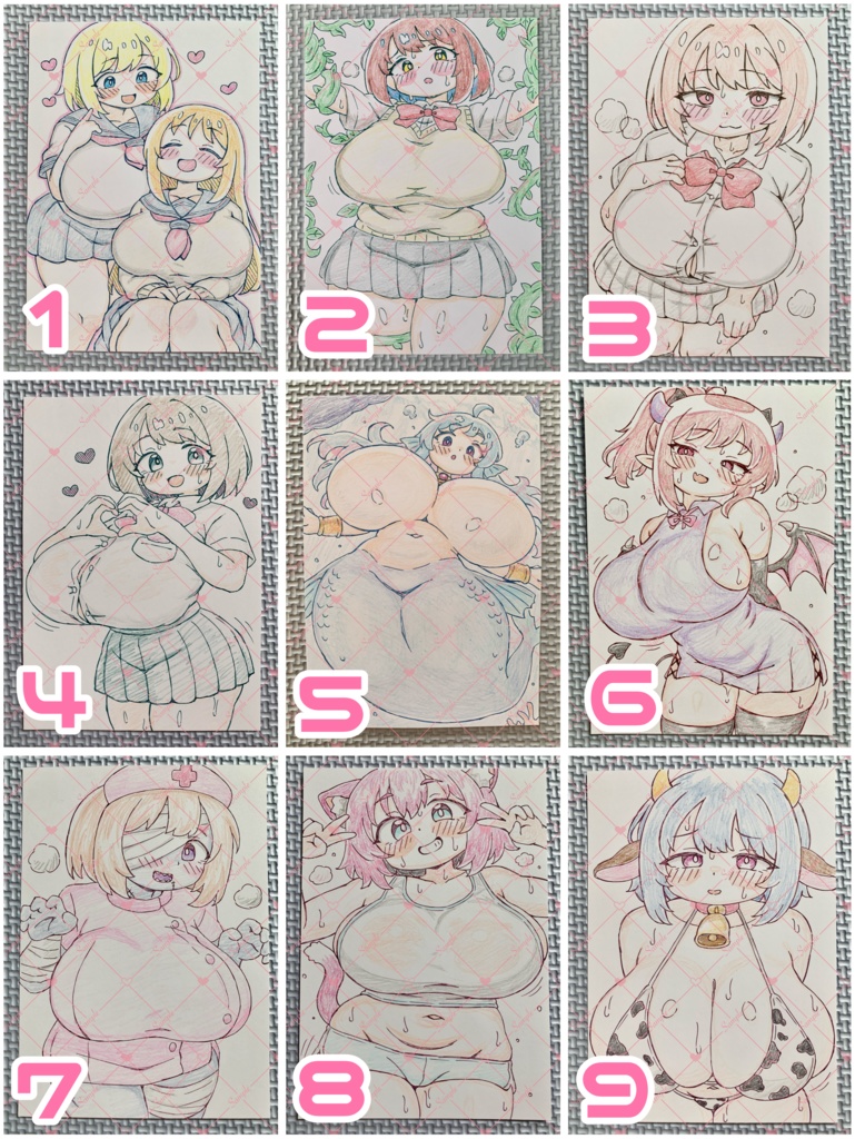 A6 原画*オリジナル*アナログ 直筆イラスト 一点物 制服 ケモ 他