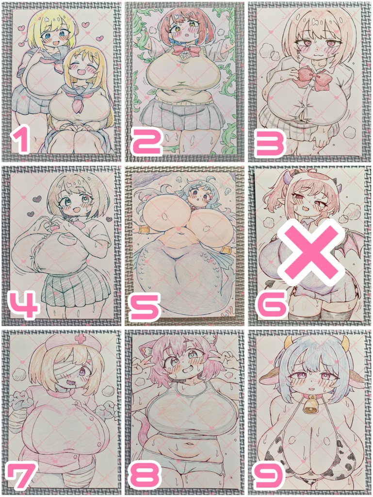 A6 原画＊オリジナル＊アナログ 直筆イラスト 一点物 制服 ケモ 他