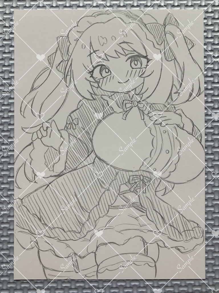 A6 ラフ画 鉛筆画*原画*オリジナル*アナログ 直筆イラスト 一点物 ロリータ