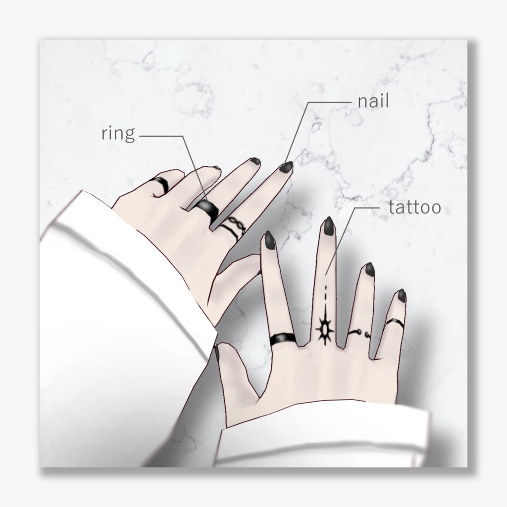 【無料/FREE】ネイル&リングセット【VRoid】