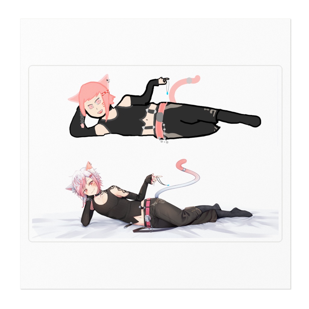 【ステッカー】寝子やん作→泉樺様作 びふぉーあふたーすてっかー