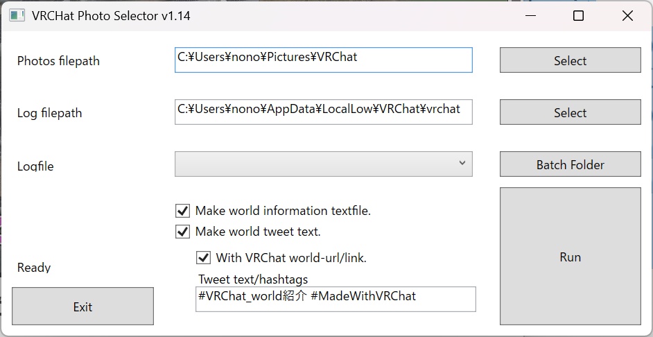 VRChat Photo Selector - カメラ撮影した画像をワールドごとに仕分けする