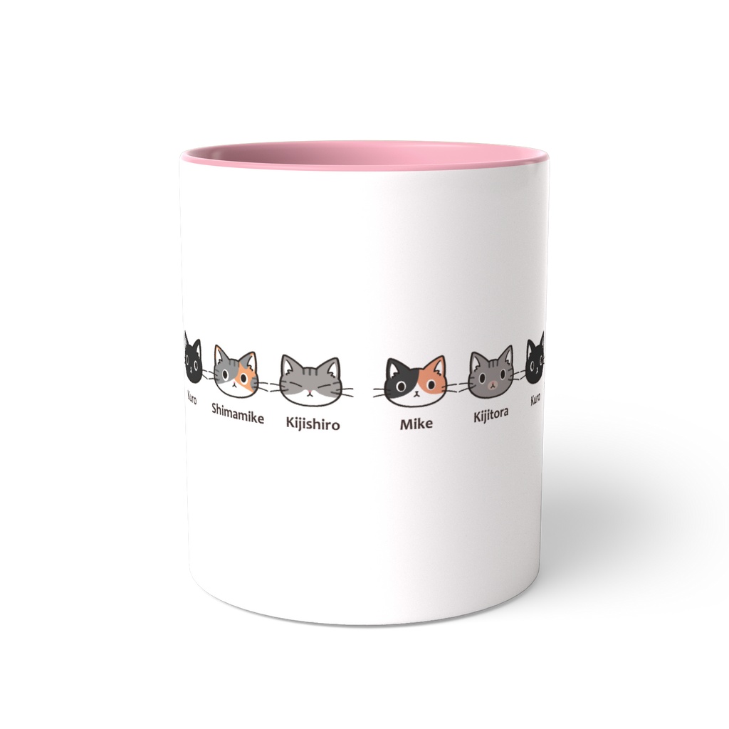 5匹のかわいいねこちゃんたち ツートンカラーマグカップ
