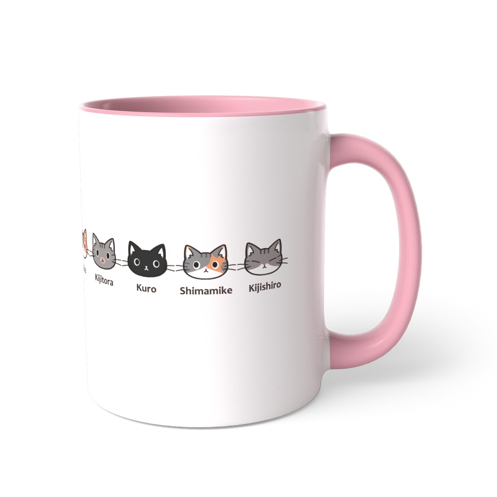 5匹のかわいいねこちゃんたち　ツートンカラーマグカップ