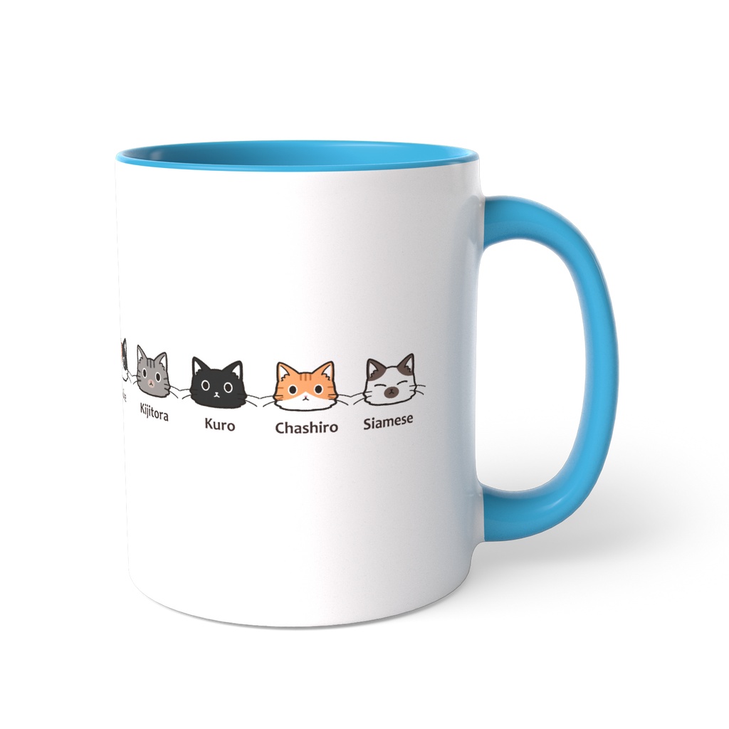 5匹の長毛ねこちゃんたち　ツートンカラーマグカップ