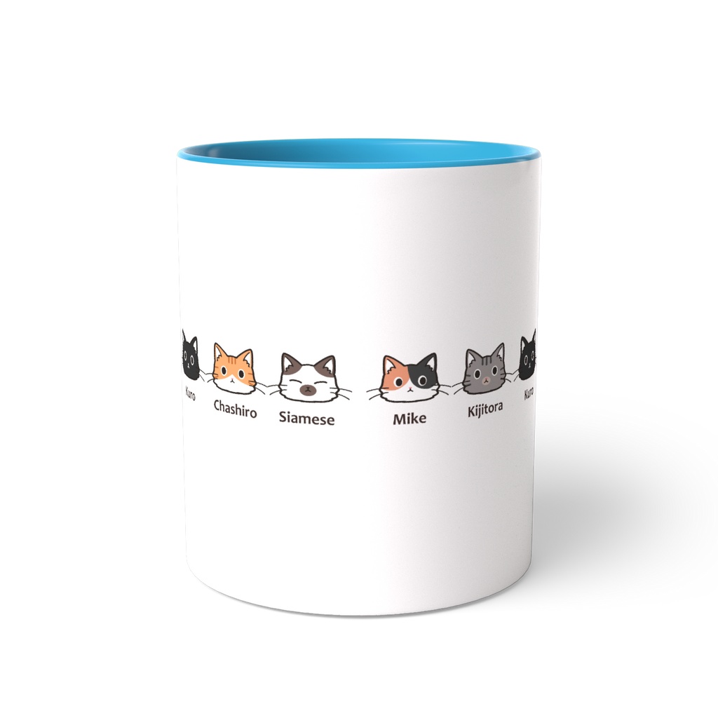 5匹の長毛ねこちゃんたち ツートンカラーマグカップ